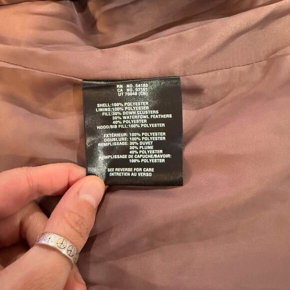 Cole Haan NWT Signature Tafetta Feather Down Coat Hooded Parka Mauve Women Large - Picture 7 of 10